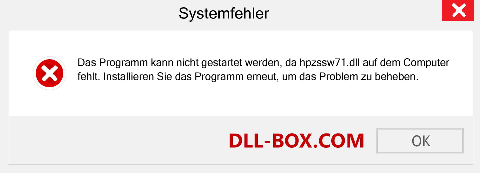 hpzssw71.dll-Datei fehlt?. Download für Windows 7, 8, 10 - Fix hpzssw71 dll Missing Error unter Windows, Fotos, Bildern