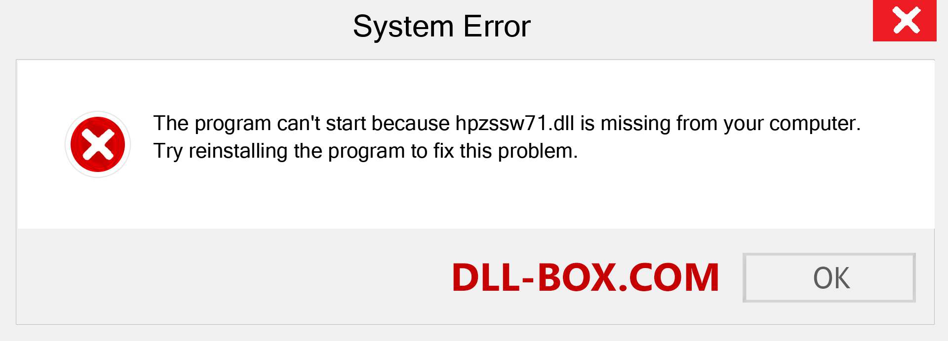  hpzssw71.dll file is missing?. Download for Windows 7, 8, 10 - Fix  hpzssw71 dll Missing Error on Windows, photos, images