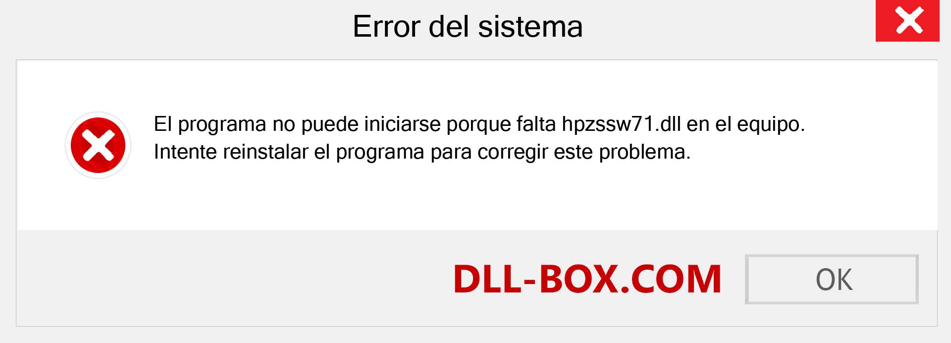 ¿Falta el archivo hpzssw71.dll ?. Descargar para Windows 7, 8, 10 - Corregir hpzssw71 dll Missing Error en Windows, fotos, imágenes