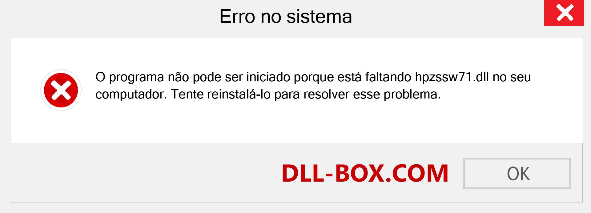 Arquivo hpzssw71.dll ausente ?. Download para Windows 7, 8, 10 - Correção de erro ausente hpzssw71 dll no Windows, fotos, imagens